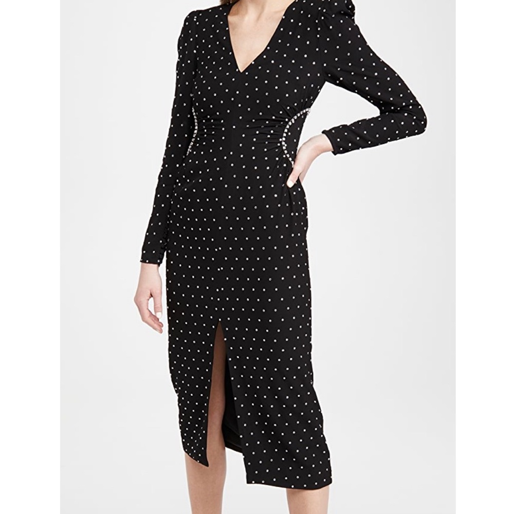 Mrs Self Portrait Diamanté Rhinestone Black Crepe MIDI dress Ladies S